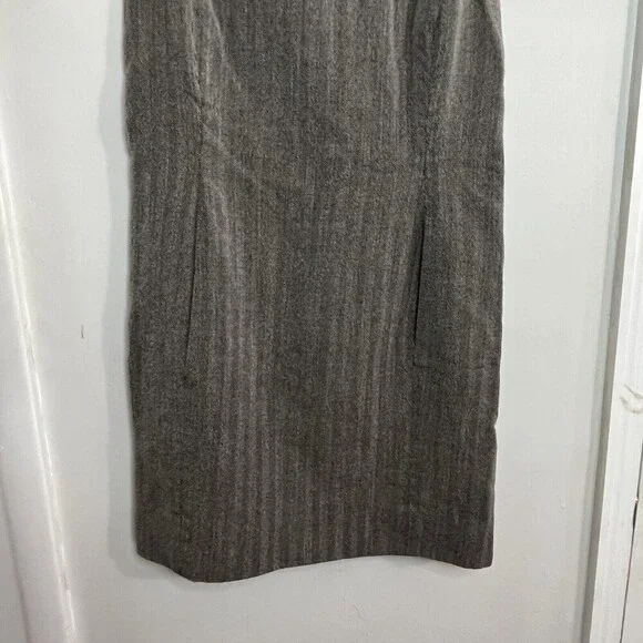 Alfred Sung Sleeveless Shift Dress Pockets Herringbone Style Design Brown Size 6 - Picture 3 of 12